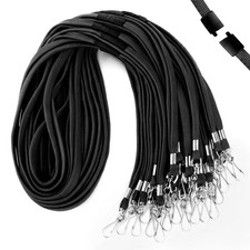 Black Breakaway Lanyards for ID Badges, 25 Pack Premium Flat Neck Lanyards wi...