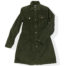 VTG Versace Jeans Couture Corduroy Jacket Dress Itierre Olive Green Medusa 42