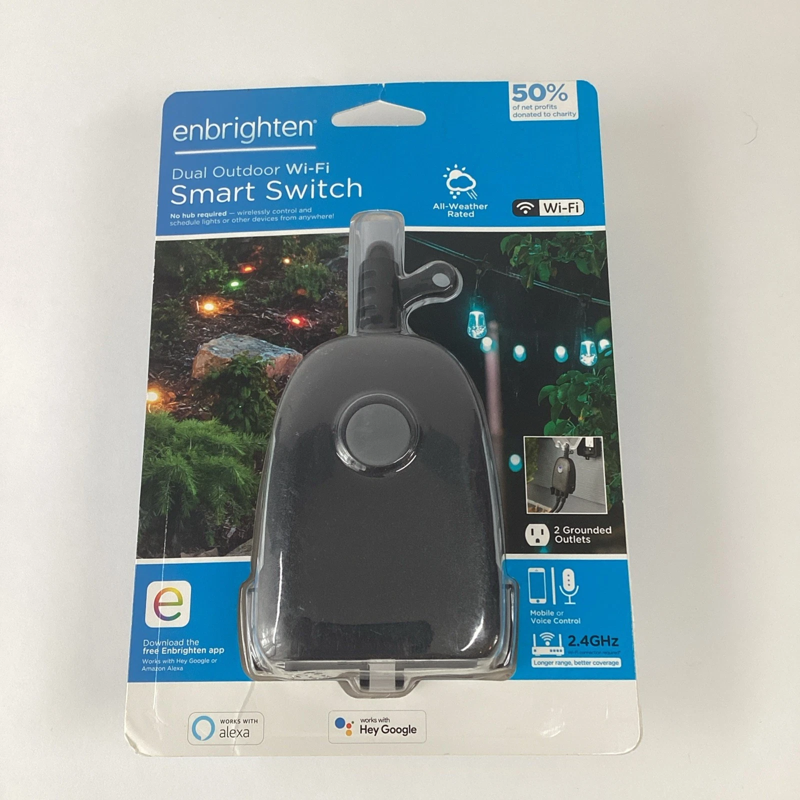 Jasco Enbrighten Dual Outdoor WiFi Smart Switch App controlled - 2 Outlet Black