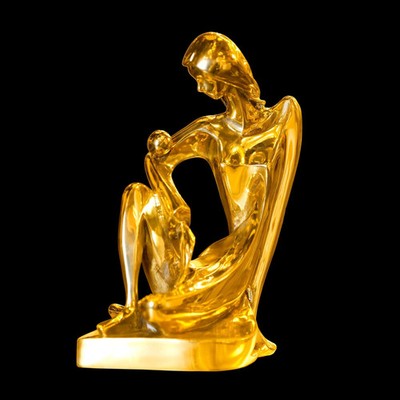 Handcrafted Italian Solid Brass Silhouette Lady Statue