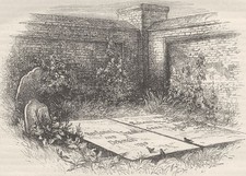 PENNSYLVANIA. Franklin's Grave, Philadelphia c1880 old antique print picture