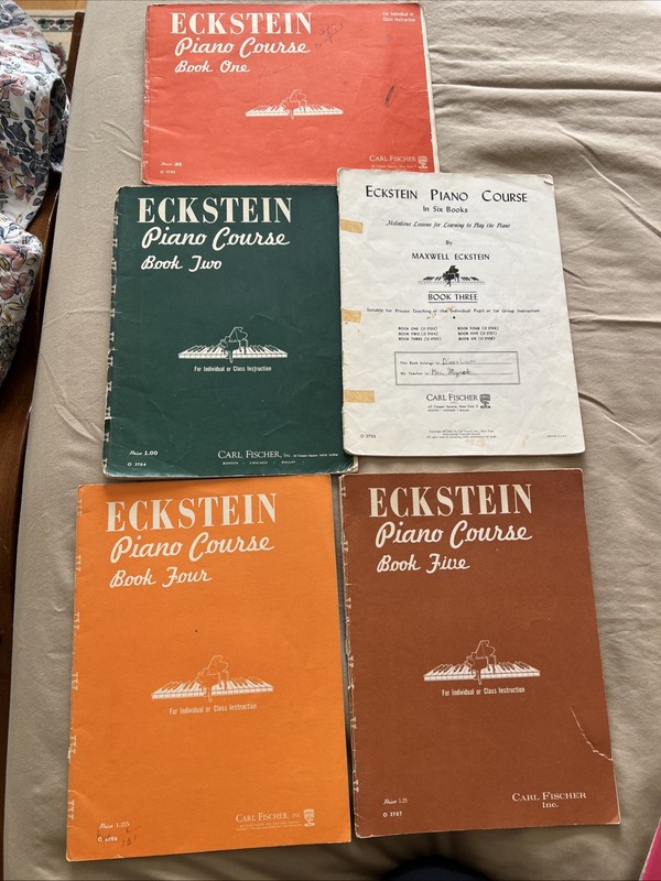Vintage Maxwell Eckstein Piano Course Books 1-5 Carl Fischer Sheet Music Lot