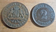 Germany German States Nassau 1862 copper 1 Kreuzer plus  2 pfennig  1875