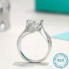 Stunning Moissanite 3 Carat Luxury Ring. GRA Certified 925 Sterling Silver