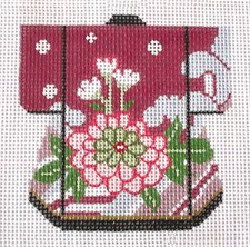 Petite Japanese Kimono Blossoms handpainted 18m Needlepoint Canvas Ornament LEE
