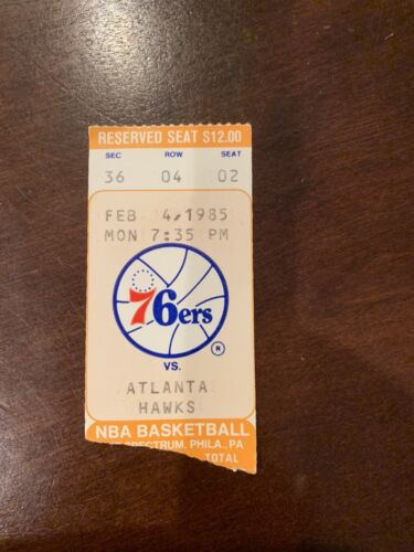 Julius Erving Passes Dan Issel On All time Points List Ticket Stub 2-4-1985