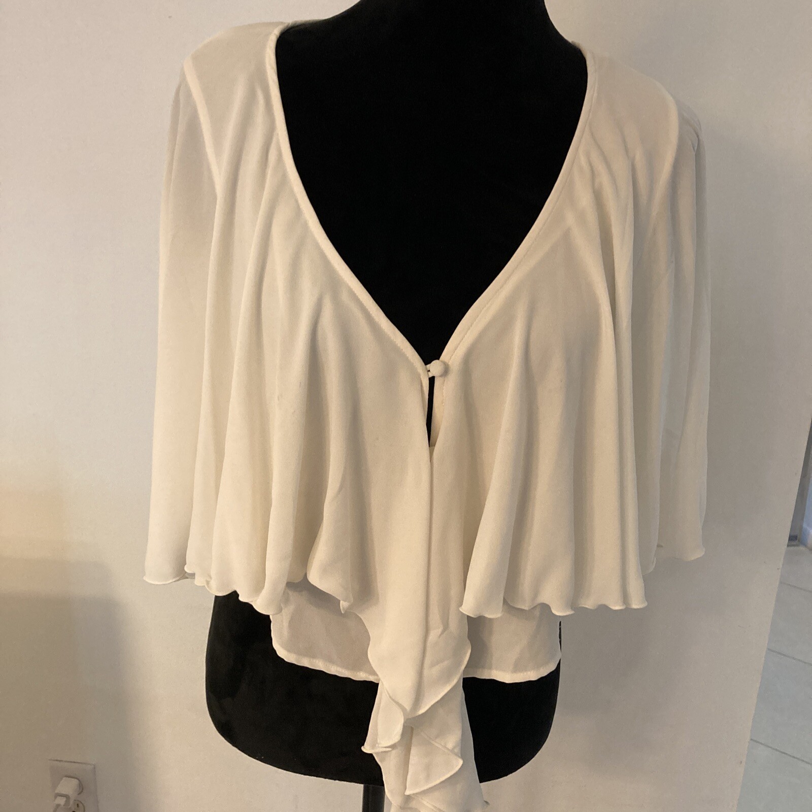 ZARA Basic Collection Ruffle  Blouse/Top Beige Si… - image 1