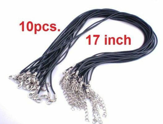 10 Black Rubber Necklaces with Lobster Clasps 17″ – (2mm) – GREAT  QUALITY