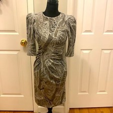 VINTAGE Milanzo Puff Sleeve Ruched Front Dress