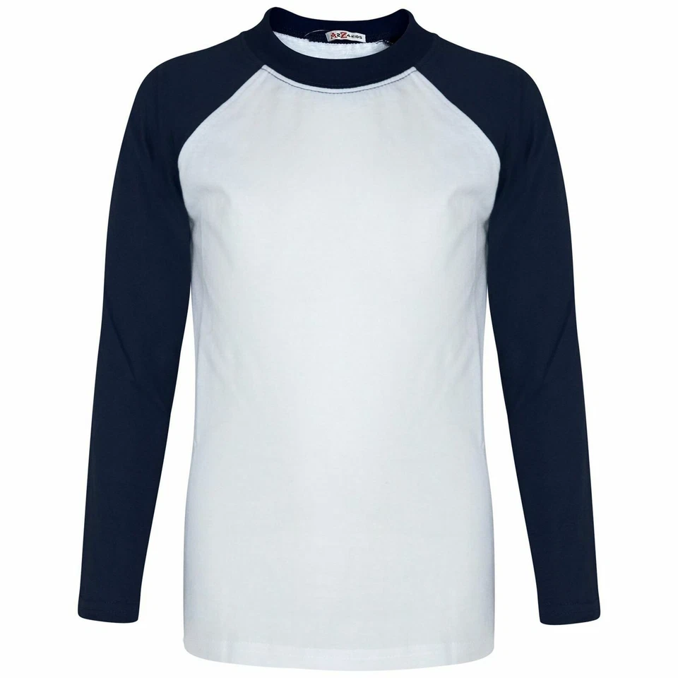 A2Z 4 KIDS® Kids Boys Navy T Shirt Plain American Baseball Long Raglan Sleeves Sport T Shirt