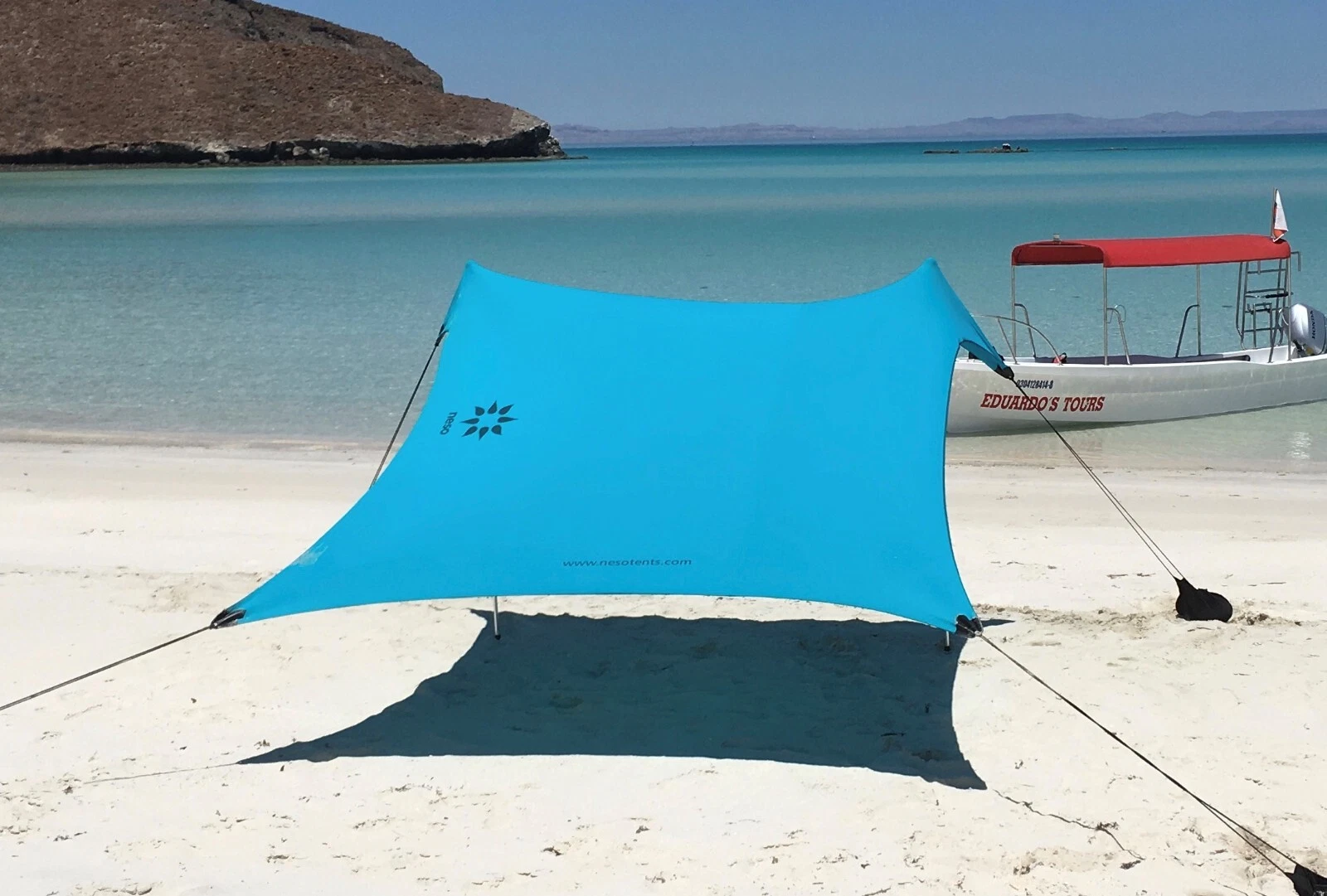 Neso Beach Tent with Sand Anchor, Portable Sunshade - 7' x 7' (Teal)