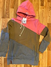 Ampersand Ave Colorblock Hoodie Campground Pink Green Gray Knit Sweatshirt M NWT
