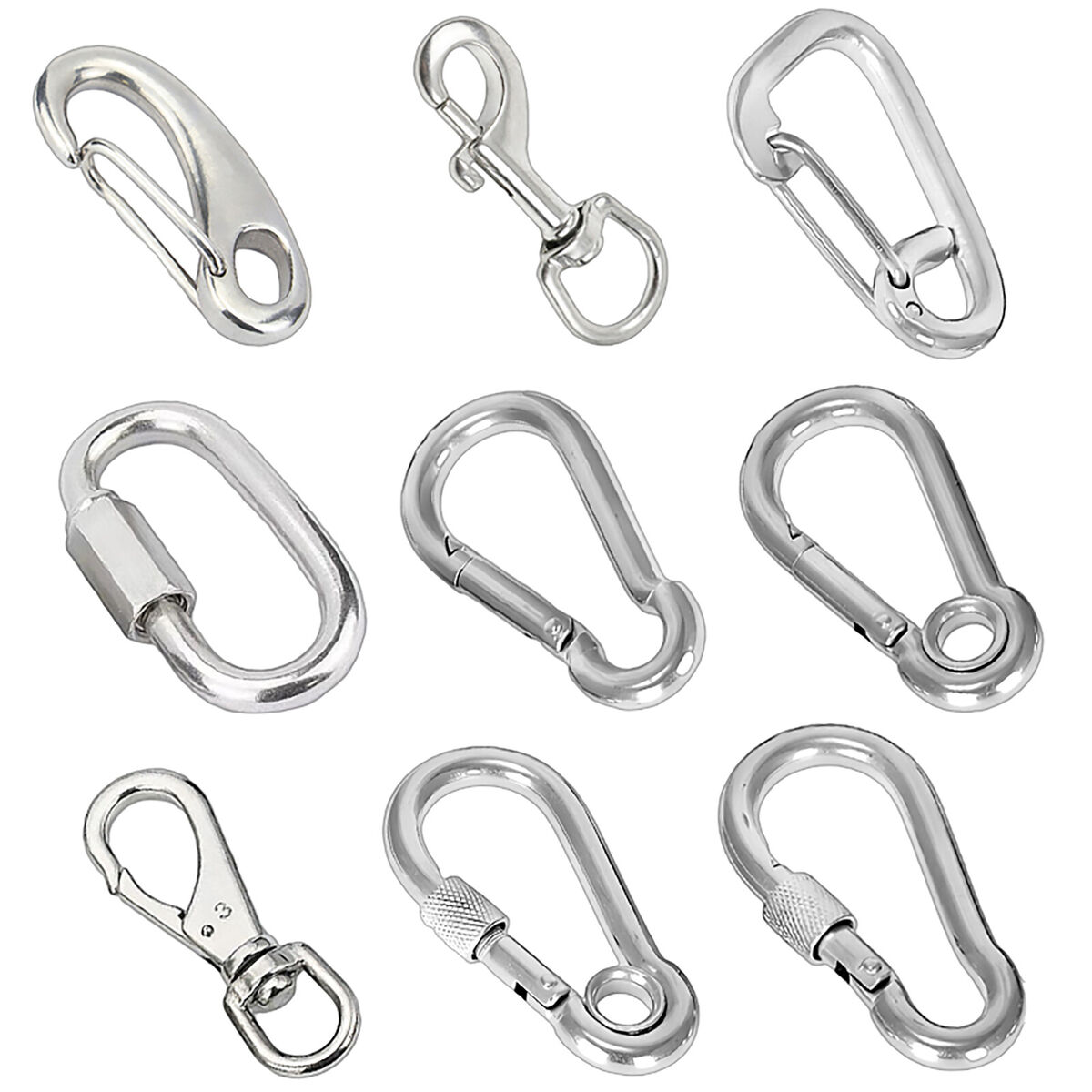 Small & Large Carabiner D-ring Keychain Clip Snap Hook Camping Buckle  Outdoor