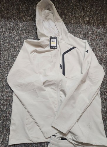 Under Armour Men's Sportstyle Woven Jacket Zip Up Hooded 1388014 Light Gray 2XL - Picture 2 of 5