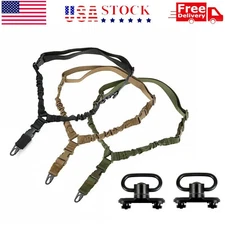 Single Point Gun Rifle Sling Bungee Strap w/ M-LOK Quick Release QD Sling Swivel