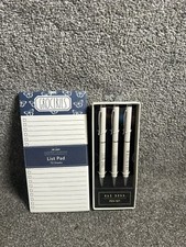 Rae Dunn 3 Ball Point Pen Set w/ ?Groceries? List Notepad