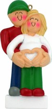 Pregnancy Pregnant Expecting Baby Ornament  PERSONALIZED FREE  female blonde 