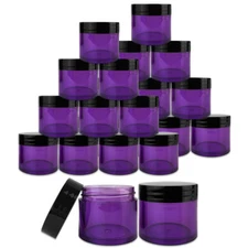 Beauticom® (24 PCS) 30G/30ML High Quality Purple Plastic Jars with Black Lids