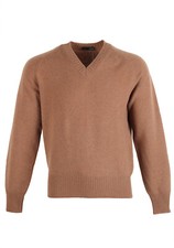 TOM FORD Brown V Neck Sweater Size 48 / 38R U.S. In Wool Sweater 38 New With...