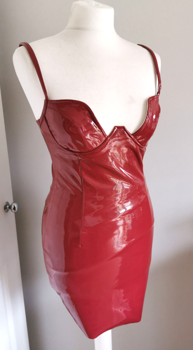 oh polly red vinyl dress Draped Corset Mini Dress in Red