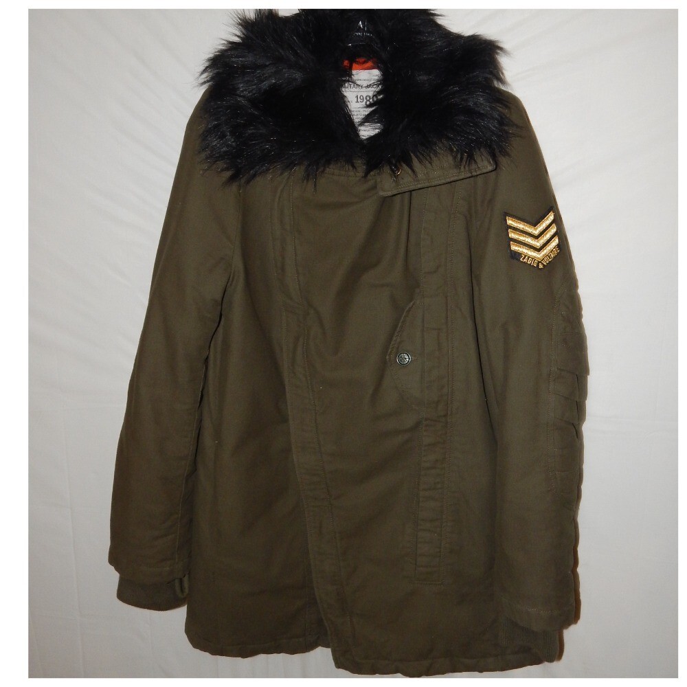 ZADIG&VOLTAIRE - 暖かい 裏起毛 ミリタリーコート 定価15万 ZADIG & VOLTAIRE Women's Khaki Military Jacket with Faux Fur