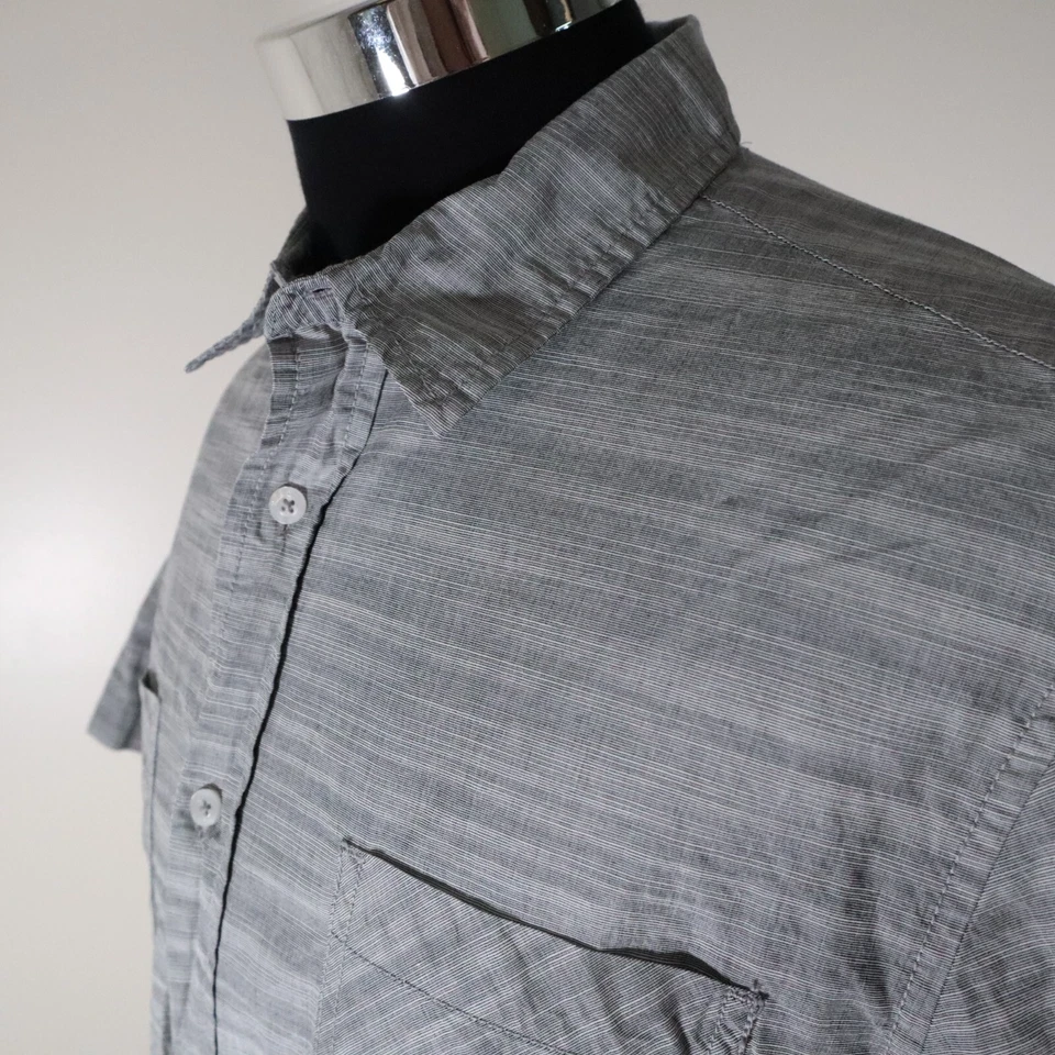 Hawk Shirt Mens XL Casual Pocket Button Up Gray Short Sleeve - Image 2 of 4