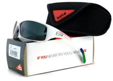 New Bolle RECOIL Sunglasses | Matte White Blue / TNS (True Neutral Smoke) Lens