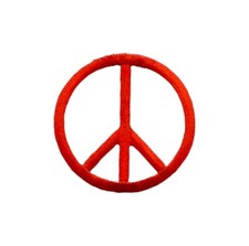 Red Peace Sign, 2 inches, Embroidered, Iron on Patch, DIY Hat Bar, Symbols