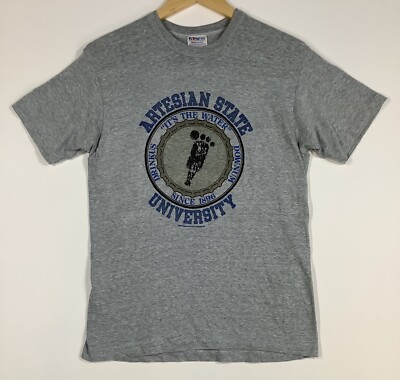 Vintage 80s Olympia Beer Artesian University T-Shirt Size L Beer Breweriana WA
