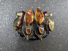 VTG 1982 The Great American Buckle Co Cowboy Girl Boots 3D Belt Buckle H1041