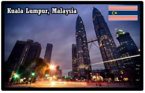 KUALA LUMPUR, MALAYSIA - SOUVENIR NOVELTY FRIDGE MAGNET -  SIGHTS / FLAG / GIFTS - Picture 1 of 5