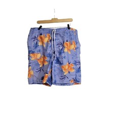 Panama Jack Blue  Orange Hawaiian Print Swim Trunks Size XL