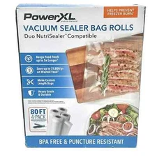 PowerXL Duo Nutrisealer Vacuum Sealer Bag Rolls, 80 Ft Total, 10" Wide - 4 Pack