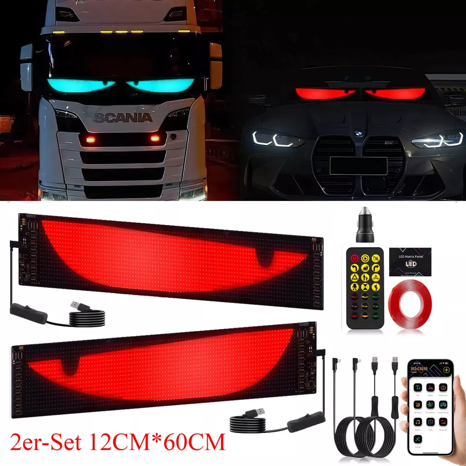 2x 60cm Lkw Devil's Eye Lampe LED-Bildschirm Auto-Augenlicht dynamisches Licht - Bild 2 von 4