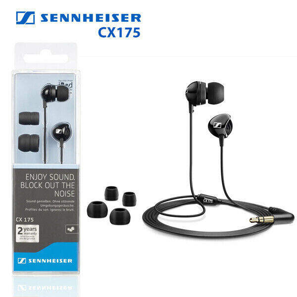 Sennheiser CX175 In-Ear Wired Earbuds Black Hi-Fi Headphones Sennheiser CX175 In-Ear Wired Earbuds Black Hi-Fi Headphones