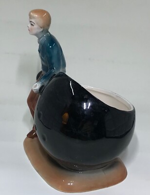 vintage ceramic bowling planter pencil holder E-9304 ENESCO cool