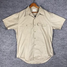 VINTAGE 70s JC Penney Big Mac Work Shirt Size Large Beige Khaki Permanent Press