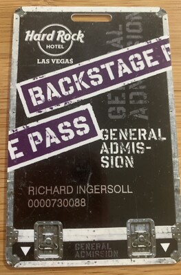 HARD ROCK HOTEL LAS VEGAS Back Stage Pass General Admission Casino Players Card