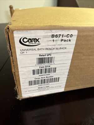 Bath Seat With back Universal Carex B671 Tub Bathroom Safety Chair NIB