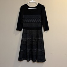 Roz & Ali black Cream sweater dress Stretch Size Women’s Small S