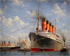 8x10 Print  RMS Mauretania Cunard Line Illustration #859A