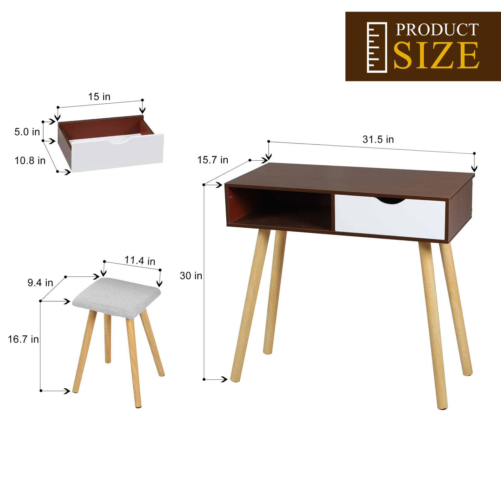 PC Laptop Table Writing Desk Study Home Office w/ Storage Drawer
