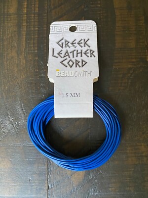 Beadsmith 1.5mm Round Blue Greek Leather Cord (5 meters)