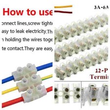 5-10PCS 12 Position Dual Row Terminal Strip Screw Terminal Barrier Block 3-30A