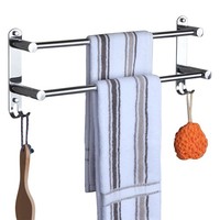 Adjustable Towel Rail 2 Tier Bath Towel Rack SUS 304 Stainless Steel Towel