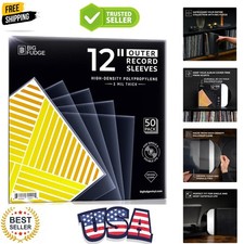 12" Vinyl Record Sleeves - Outer Sleeves 50 Pack -Crystal Clear High-Density ...