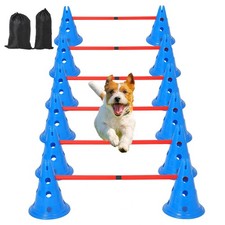 Garvee Dog Agility Hurdle Cone Set 12 Cones 6 Rods, Adjustable Height