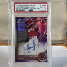2022 Bowman Chrome Leonardo Balcazar  1st Purple Refractor Auto /250 PSA 10