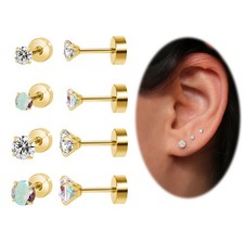Flat Back Earrings Small Screw for Women, Titanium Small, Gold