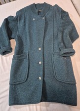 Geiger -Sz 42 Large Boiled Pure Wool Teal Full Length Jacket Nordic Ski Snow